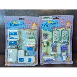 NIP VINTAGE KAMENY Bathroom & Kitchen PLAYSETS  No. 1602‎ 1605 New Dollhouse